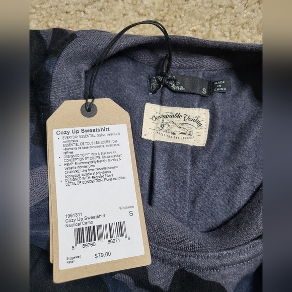 NWT prAna Cozy Up Sweatshirt in Nautical Camo - Picture 7 of 10